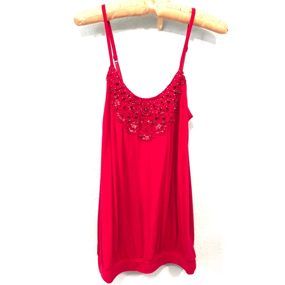 EXPRESS Pink Tank Spaghetti Rhinestone Adjustable - Picture 11 of 11
